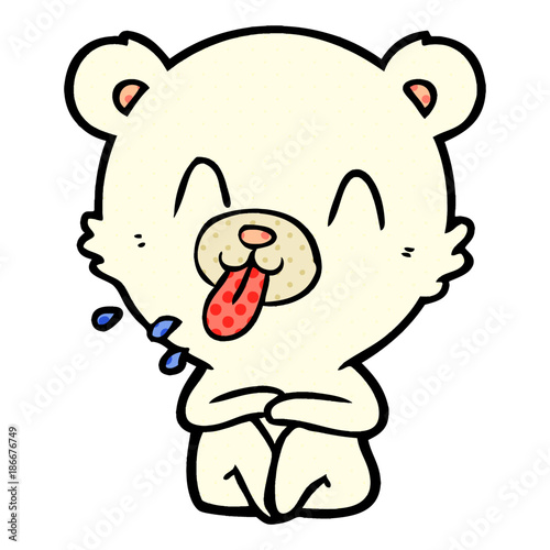 rude cartoon polar bear sticking out tongue