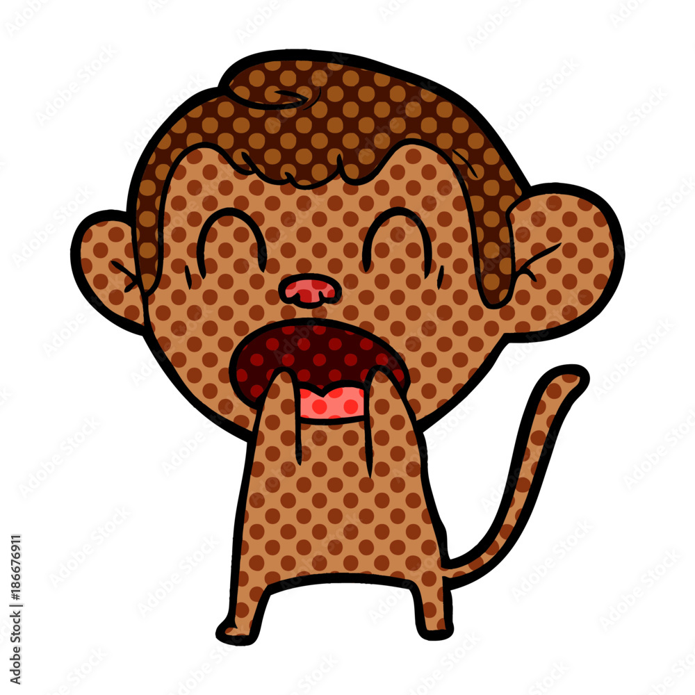 Obraz premium shouting cartoon monkey