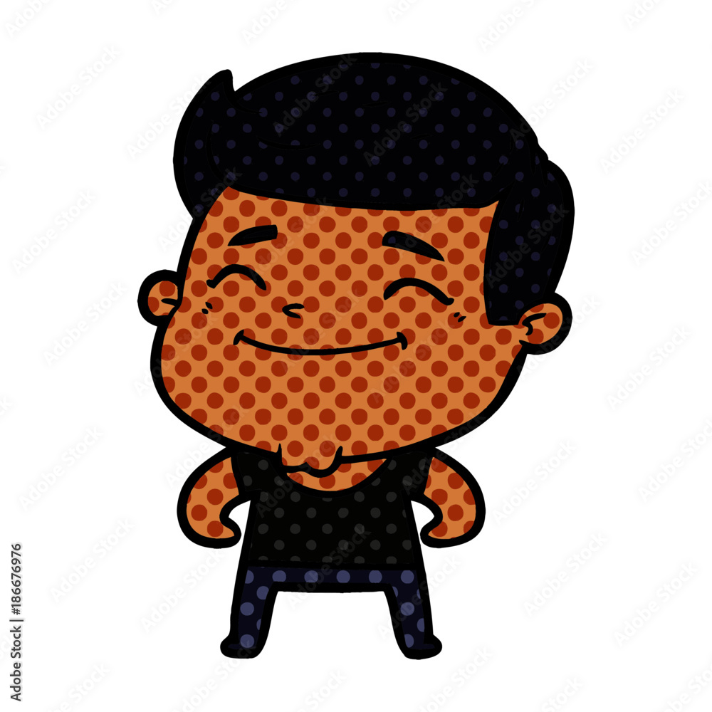 happy cartoon fashion man