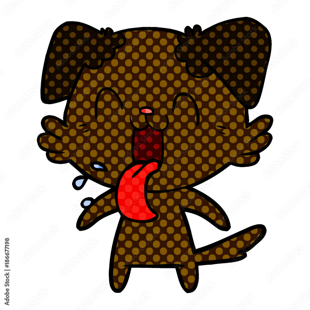 Obraz premium cartoon panting dog