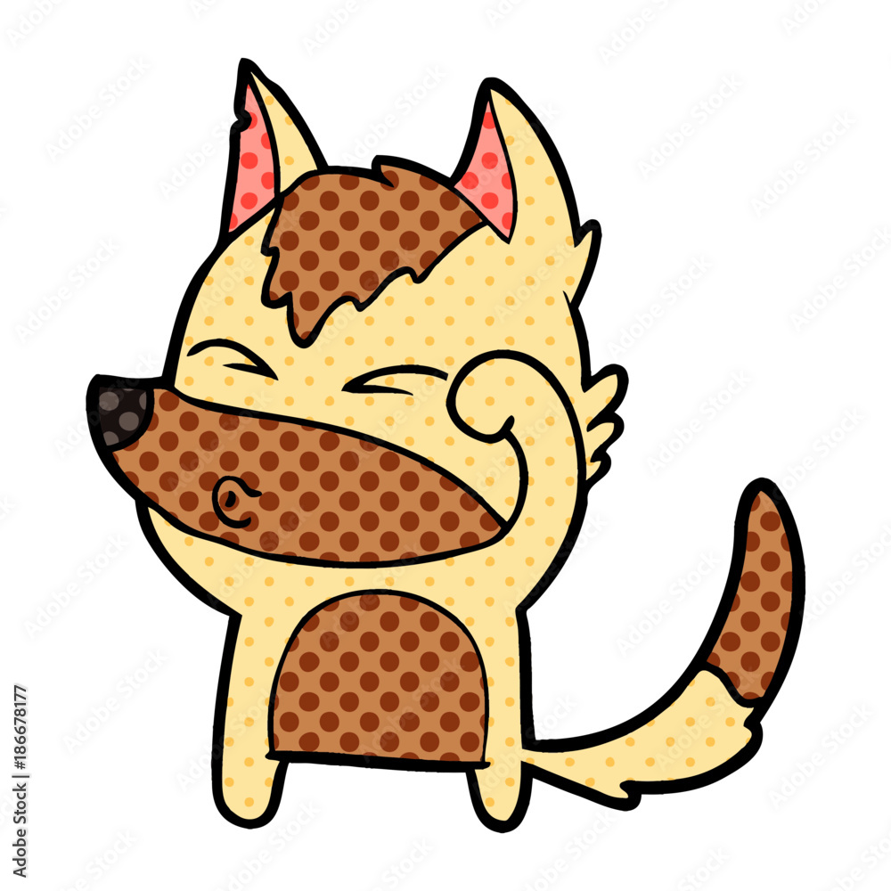 cartoon wolf pouting
