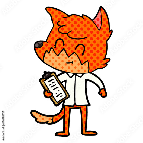 cartoon friendly fox manager