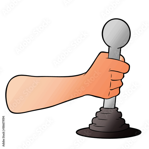 cartoon hand pulling lever