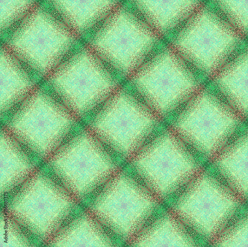 Seamless pattern with a decorative abstract ornament in the form of a grid, green