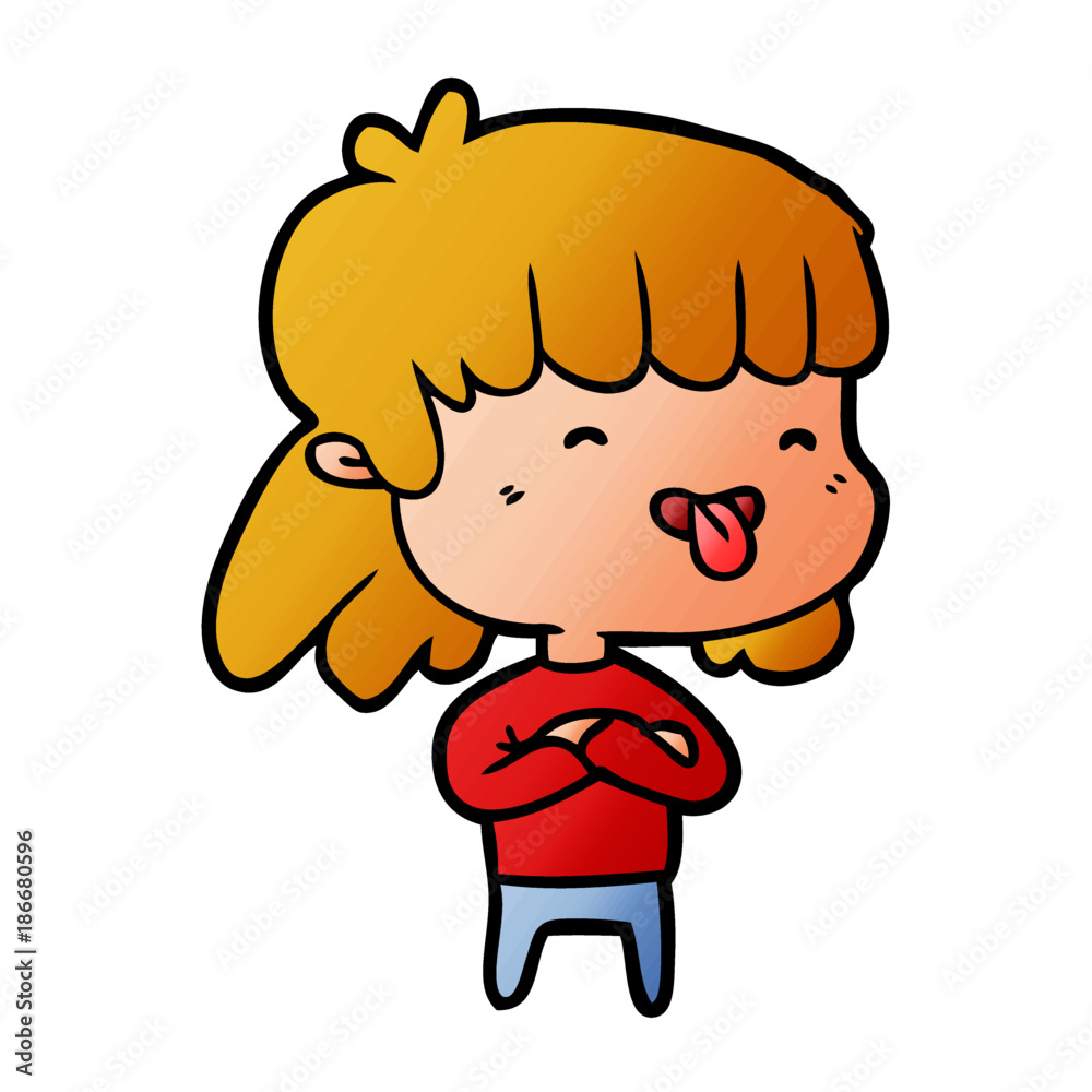 cartoon girl sticking out tongue cartoon girl sticking out tongue