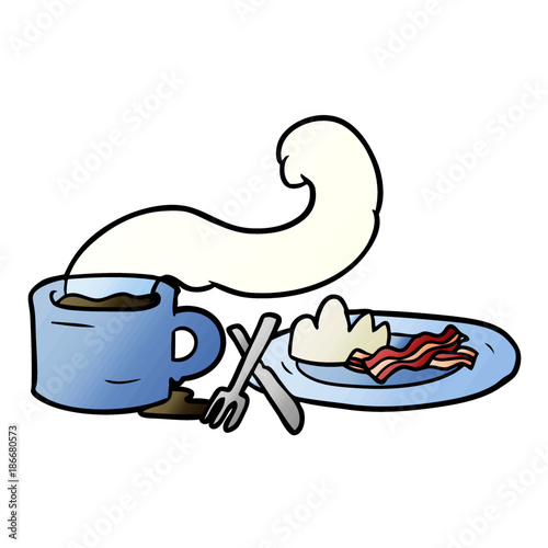 cartoon breakfast of coffee and bacon