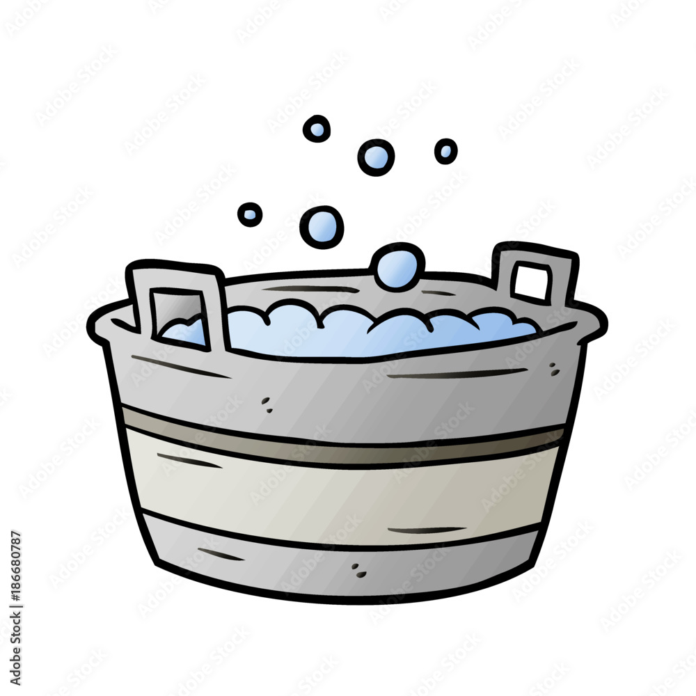 cartoon old tin bath full of water Stock Vector Adobe Stock
