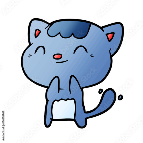 cute cartoon happy little cat