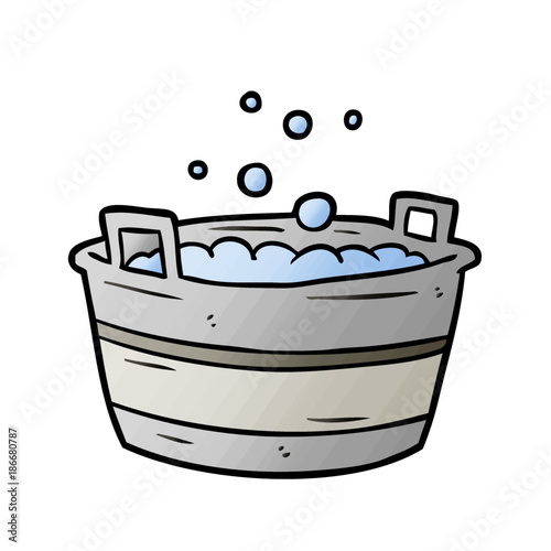 cartoon old tin bath full of water
