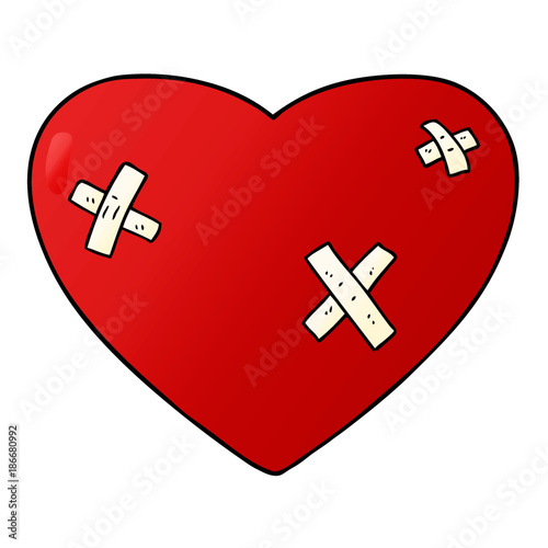 cartoon beaten up heart