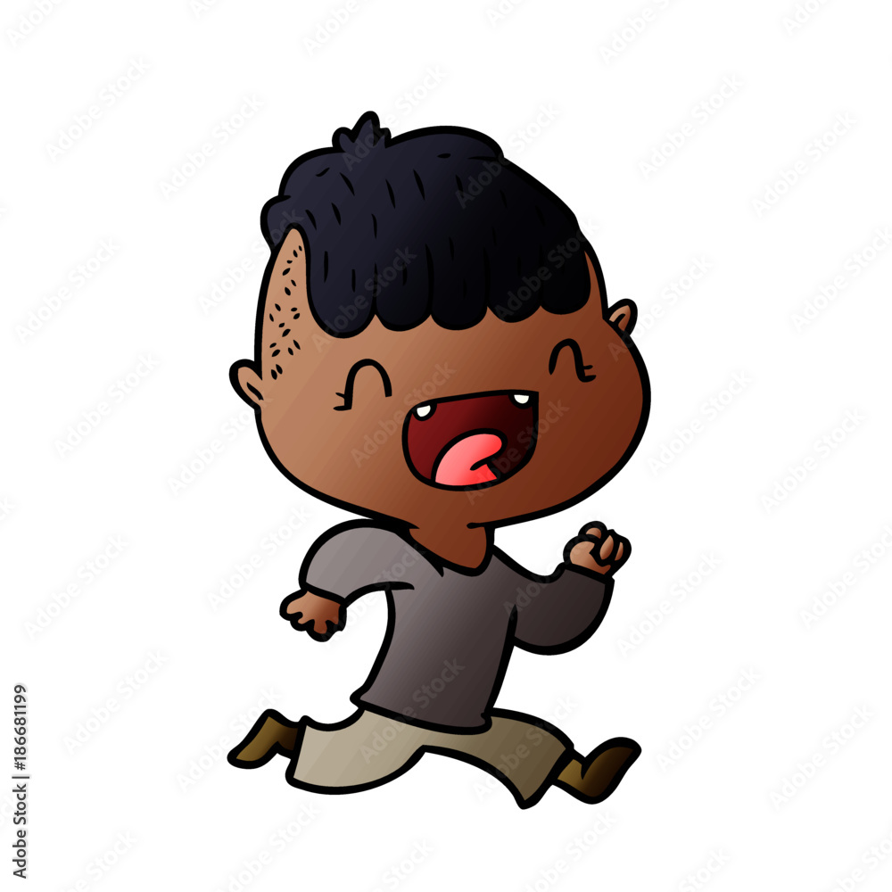 cartoon happy boy laughing and running away cartoon happy boy laughing and running away