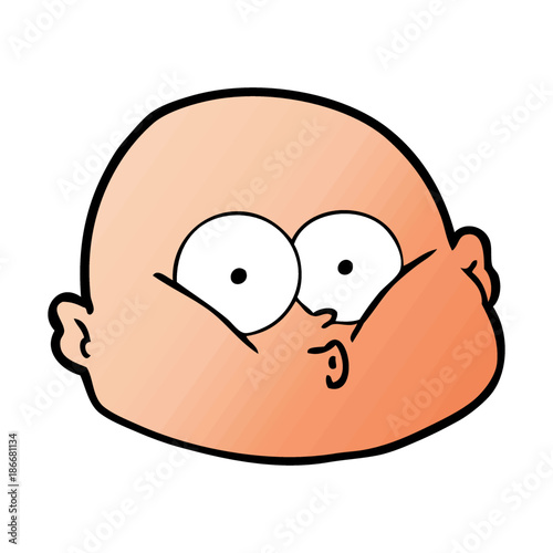 cartoon curious bald man