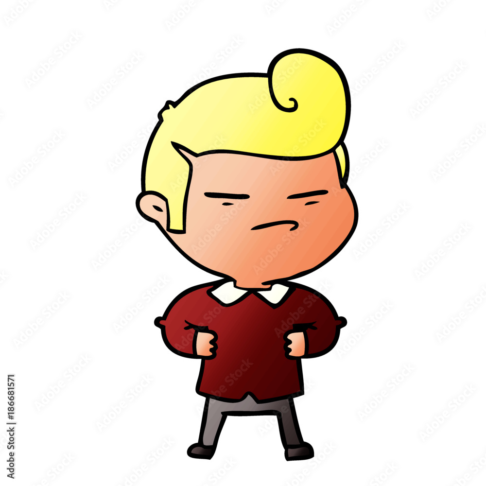 cartoon cool guy with fashion hair cut cartoon cool guy with fashion hair cut