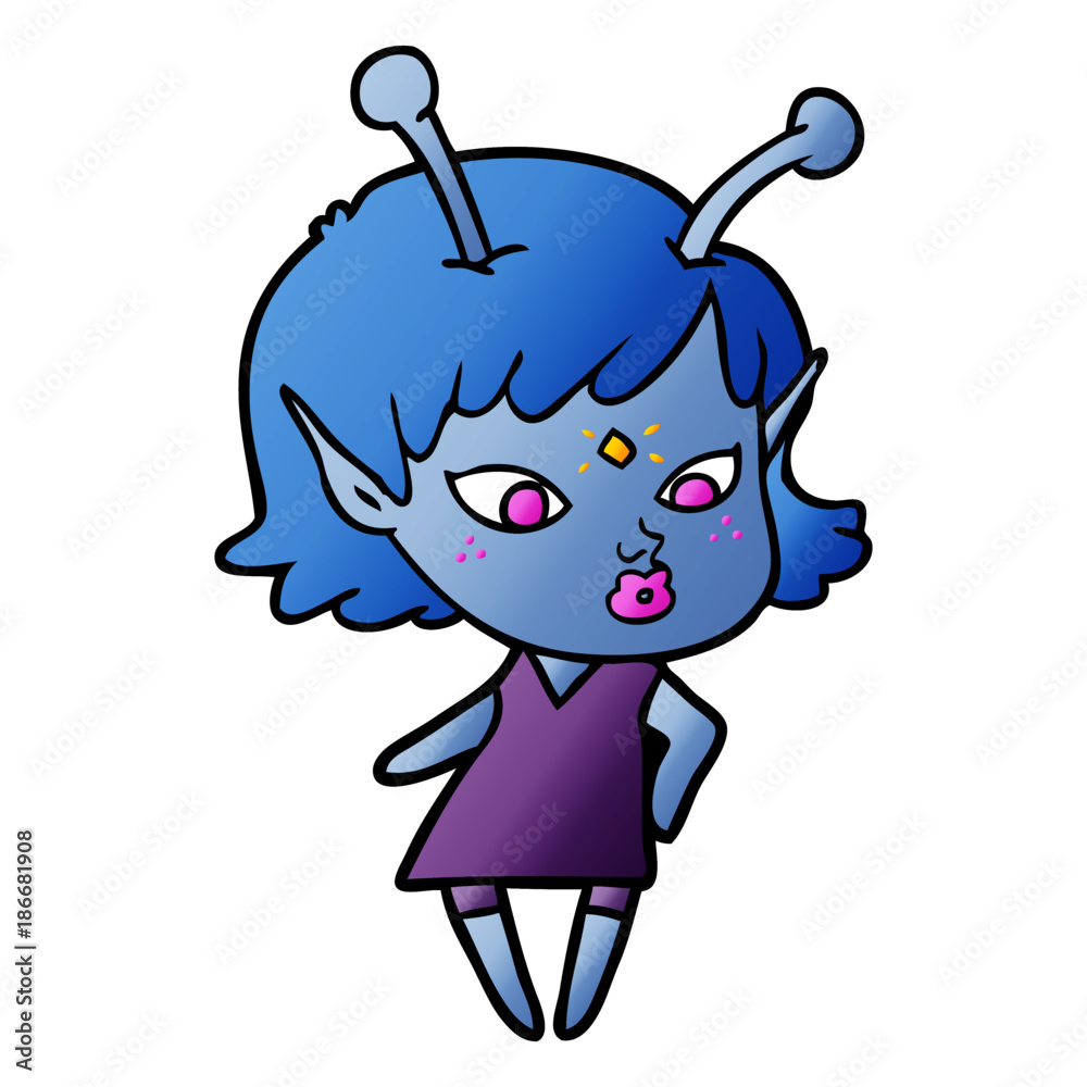 pretty cartoon alien girl pretty cartoon alien girl