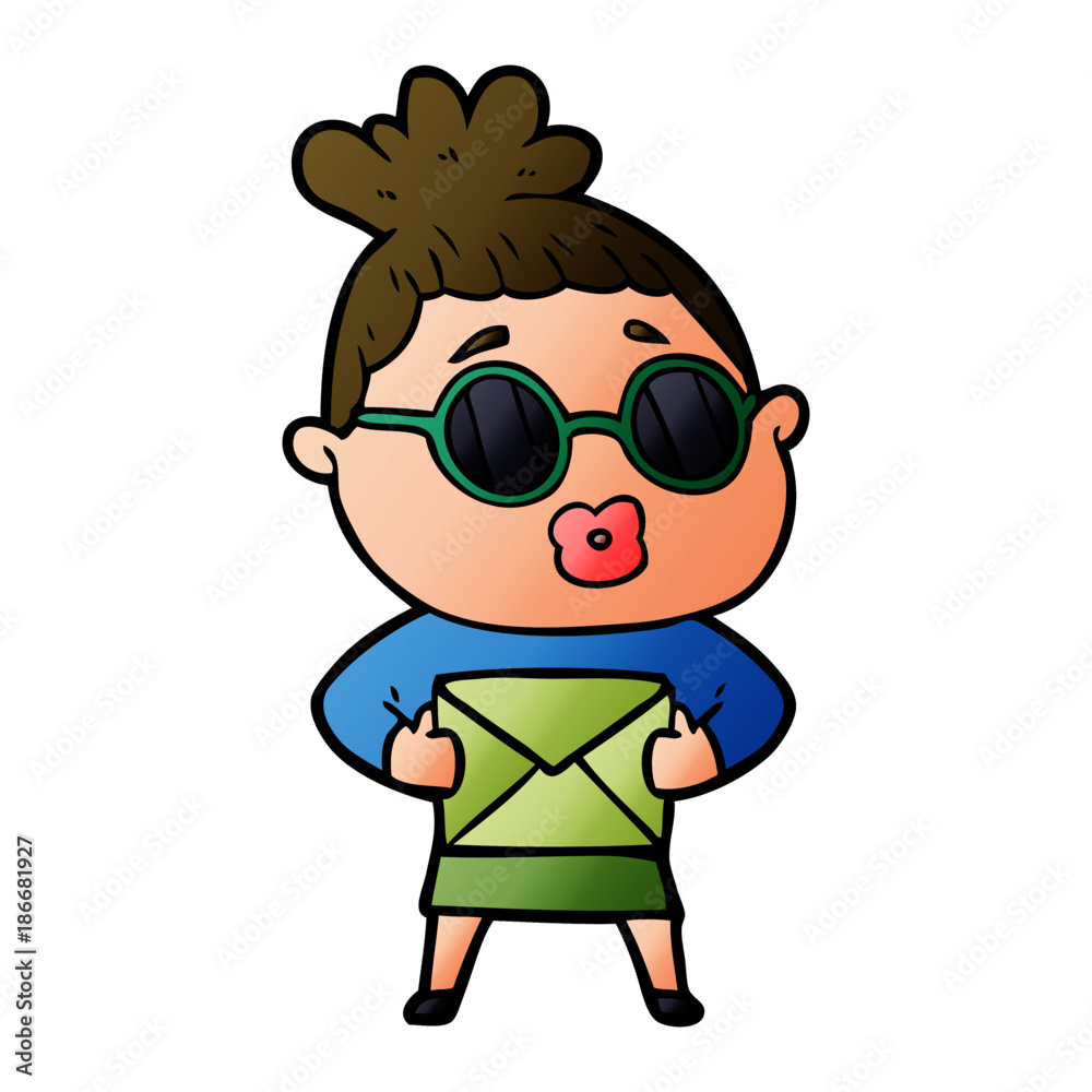 cartoon woman wearing sunglasses cartoon woman wearing sunglasses