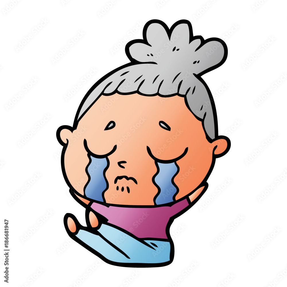 cartoon crying woman