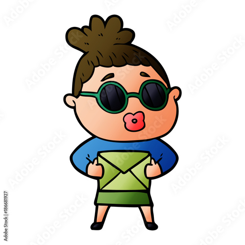 cartoon woman wearing sunglasses