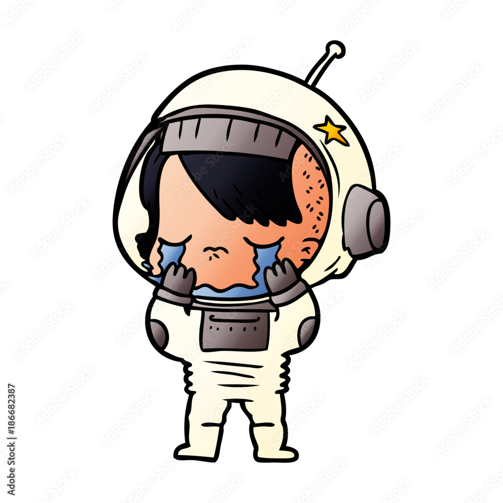 cartoon crying astronaut girl cartoon crying astronaut girl