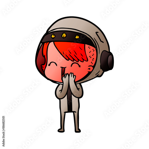 giggling cartoon space girl