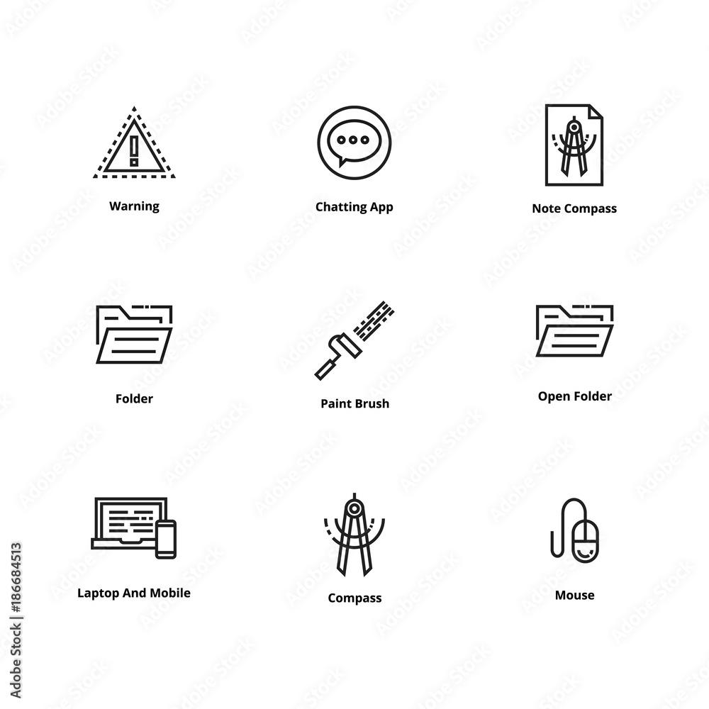 Fototapeta premium Set of high quality line icon. Icon for web and user interface