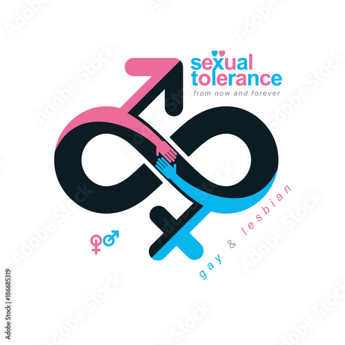 Everlasting Love concept, vector symbol created with infinity loop and male Mars an female Venus signs. Relationship idea.