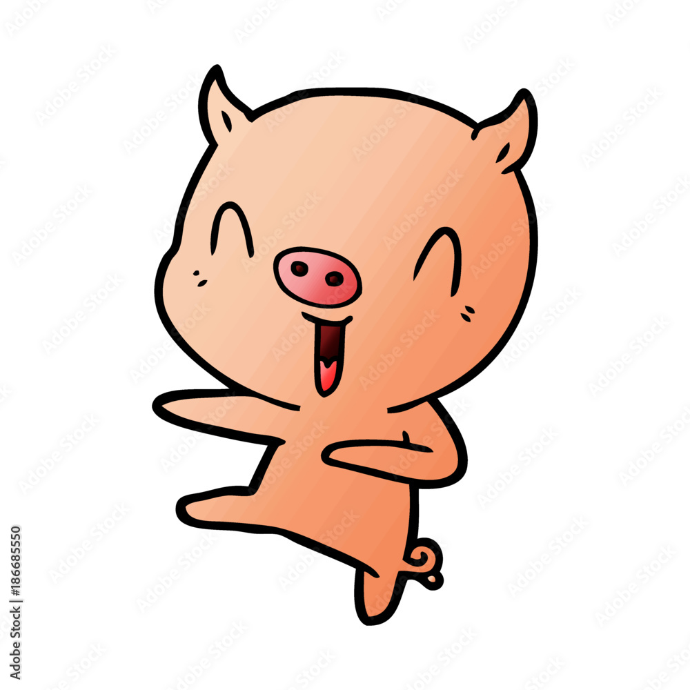 cartoon pig dancing Stock Vector Adobe Stock