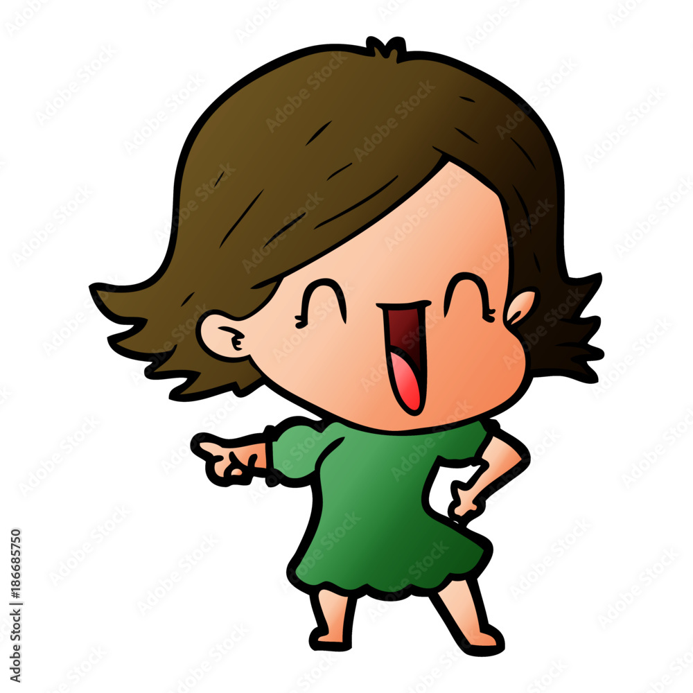 cartoon happy woman