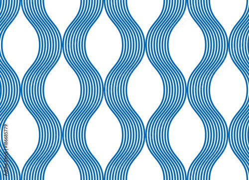 Marine vector seamless pattern with stylized blue waves, curve lines abstract repeat tiling background. Water Wave abstract design.Marine vector seamless pattern with stylized blue waves