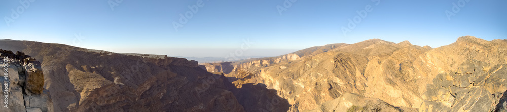 Panorama Oman Mountains at Jabal Akhdar in Al Hajar Mountains