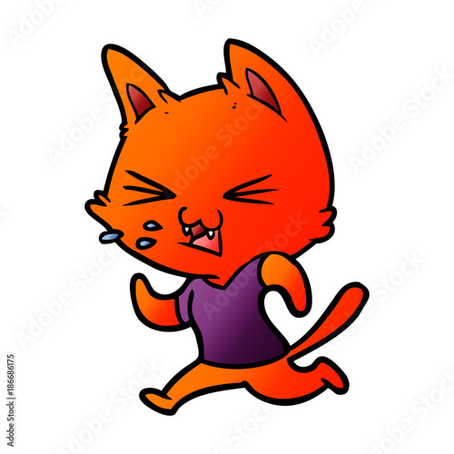 cartoon running cat hissing