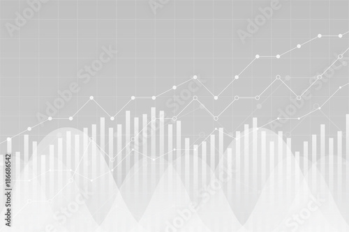 Financial data graph chart, vector illustration. Trend lines, columns, market economy information background. Chart analytics economic concept. photo