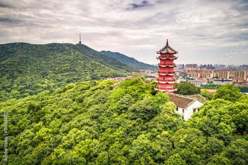 chinese old tower on the mountain photo