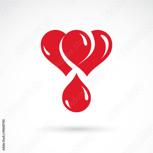 Vector illustration of heart shape isolated on white. Hematology theme, medical treatment design for use in pharmacy business.