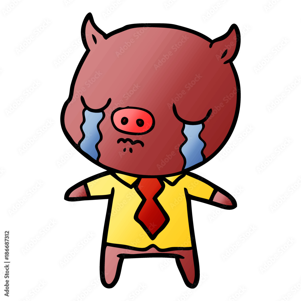 cartoon pig crying wearing shirt and tie cartoon pig crying wearing shirt and tie