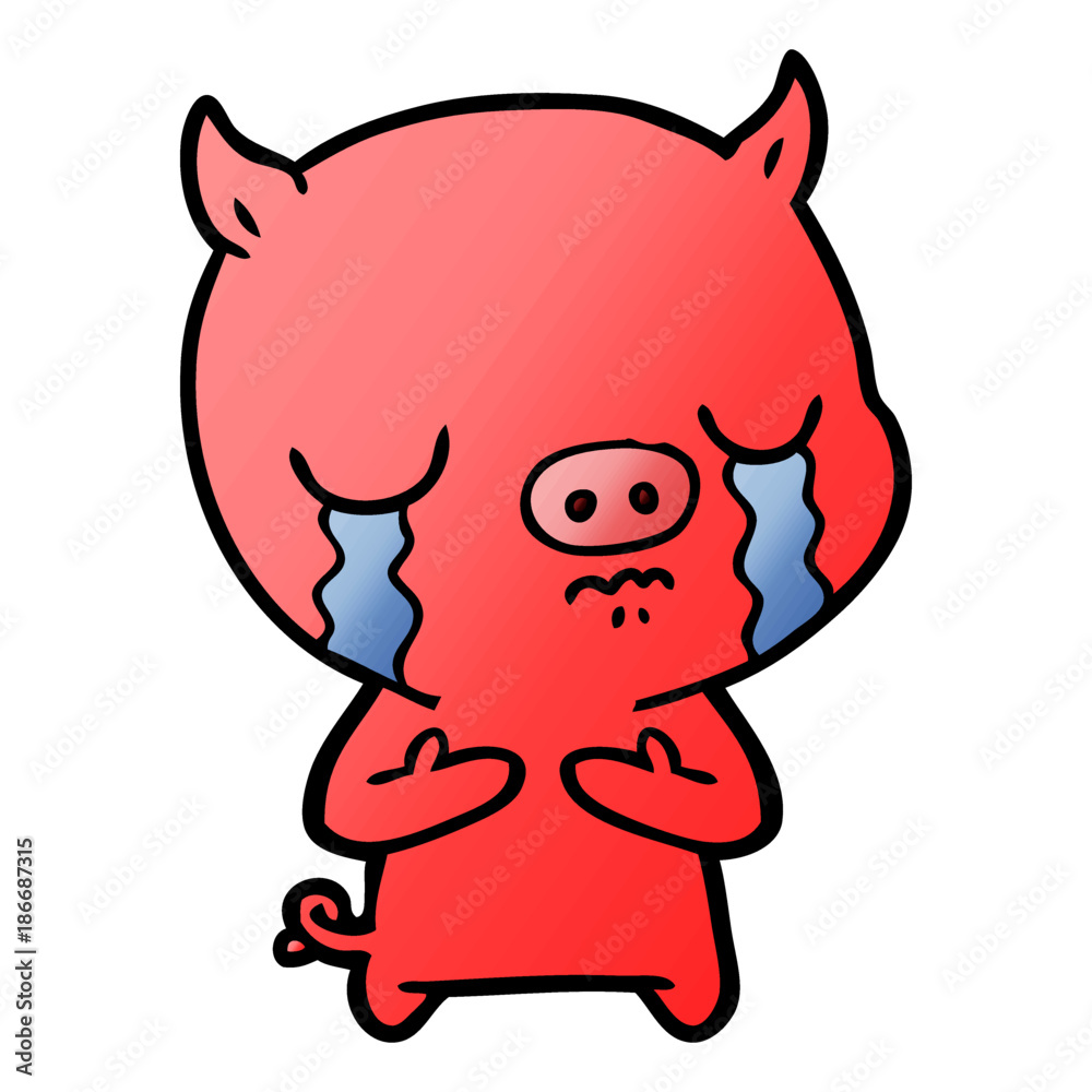 cartoon pig crying