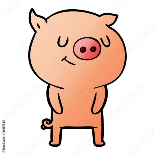 happy cartoon pig