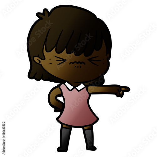 annoyed cartoon girl blaming
