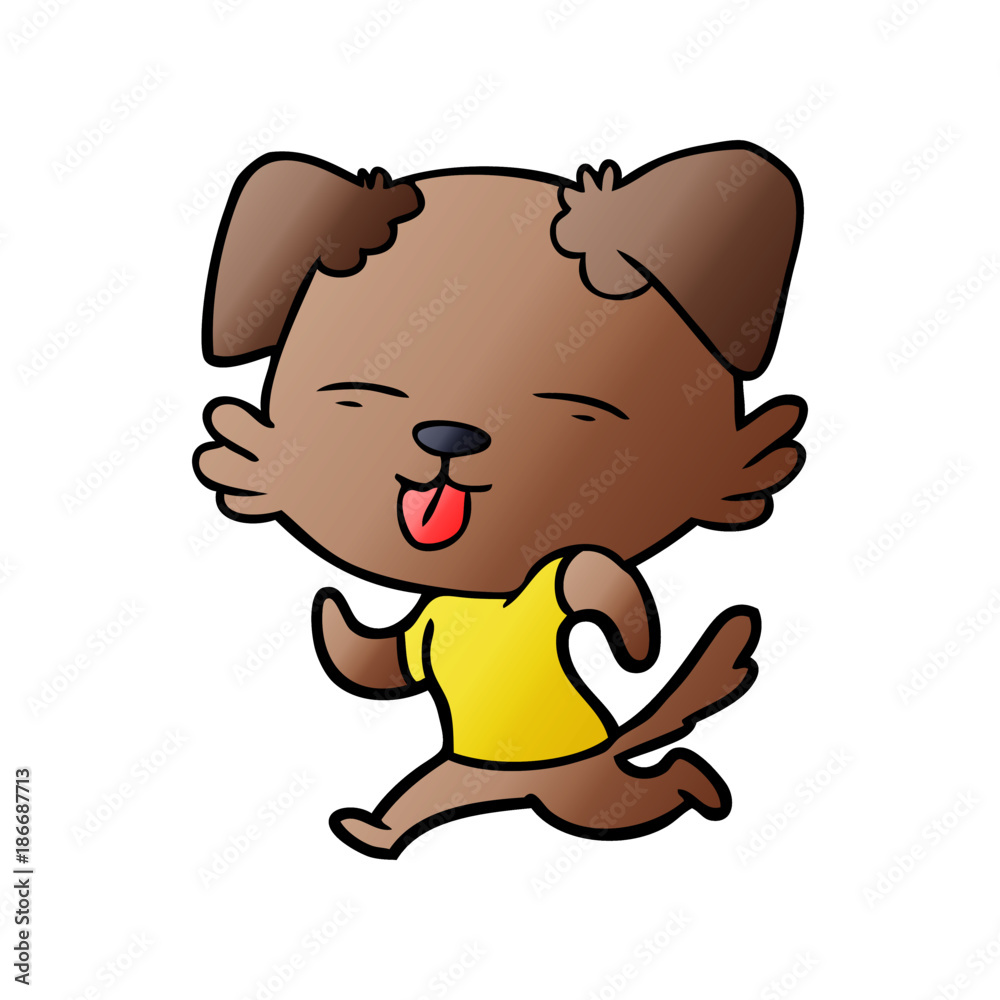 Fototapeta premium cartoon running dog sticking out tongue
