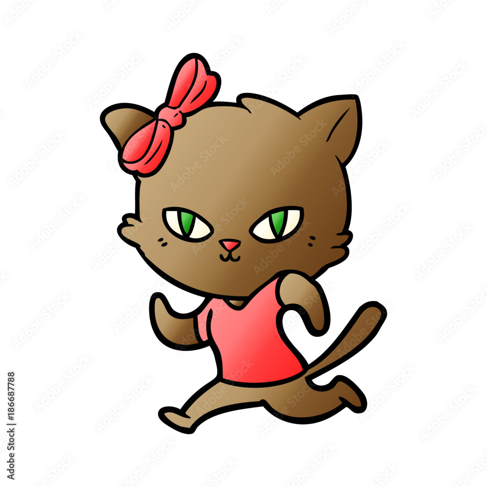 cute cartoon cat jogging cute cartoon cat jogging