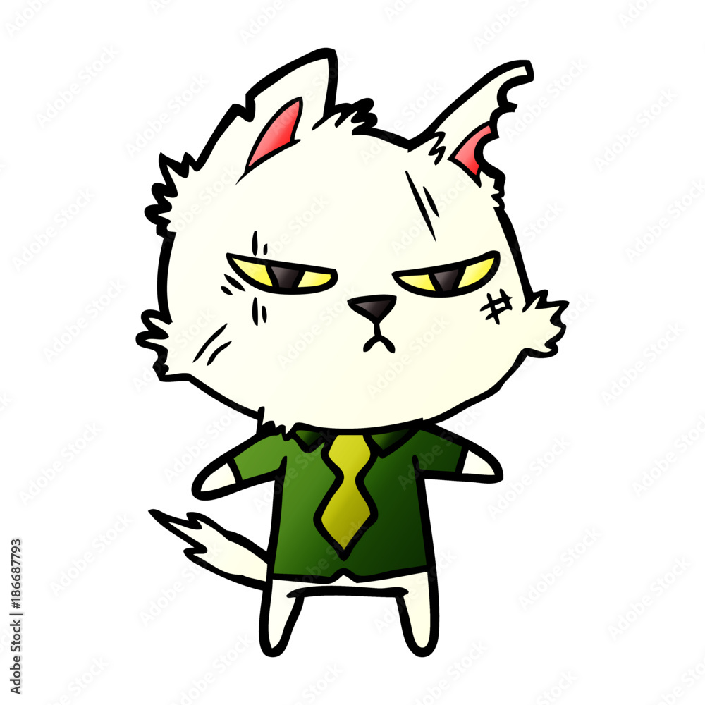 tough cartoon cat in shirt and tie tough cartoon cat in shirt and tie