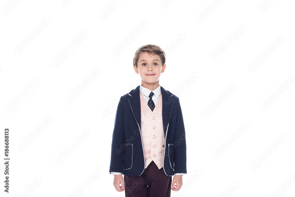little boy standing in suit, isolated on white little boy standing in suit, isolated on white