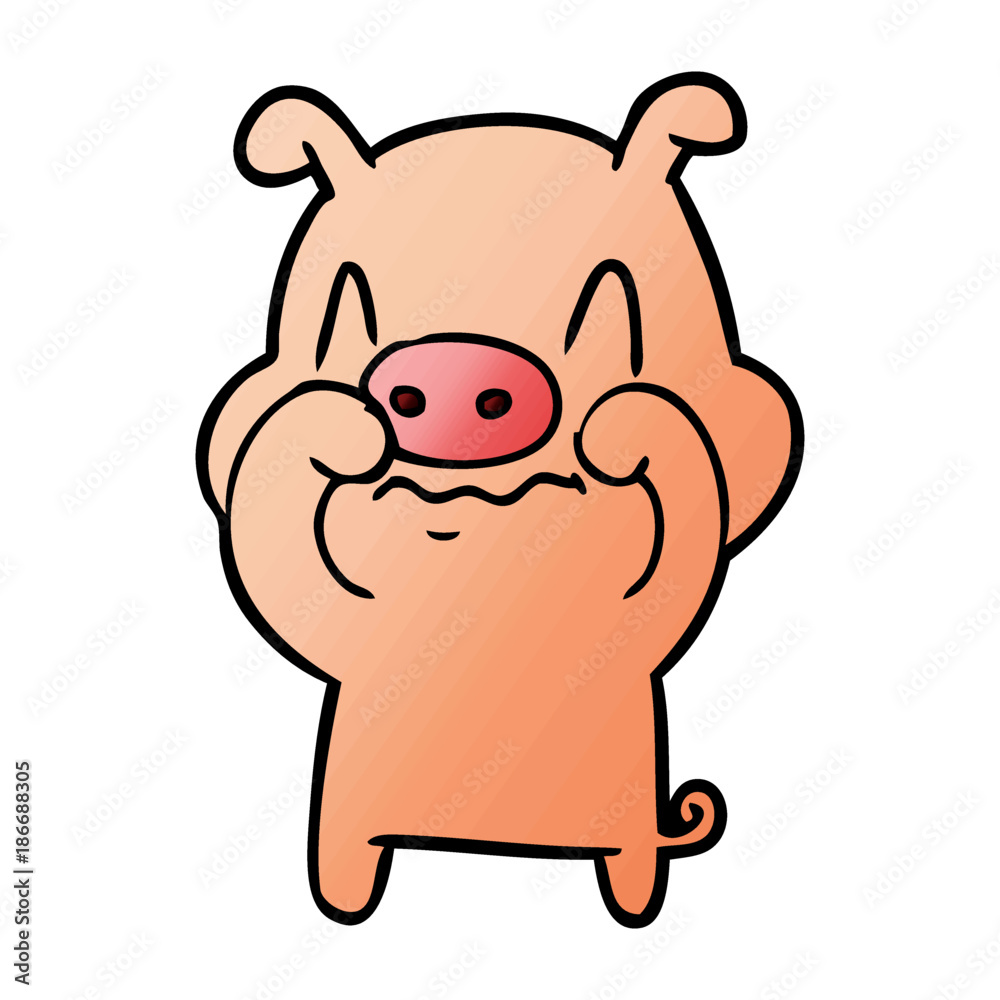 Fototapeta premium nervous cartoon pig