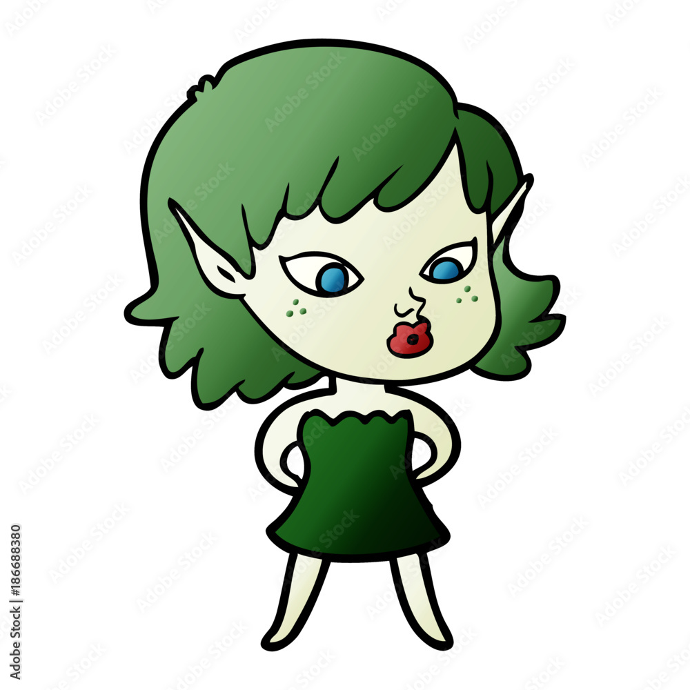 pretty cartoon elf girl pretty cartoon elf girl
