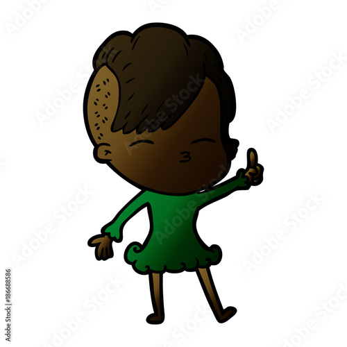 cartoon squinting girl