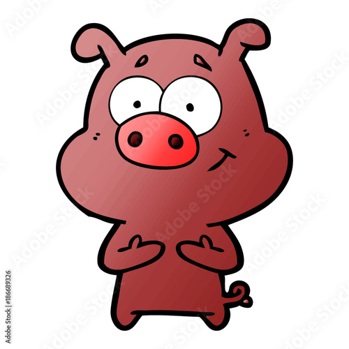 happy cartoon pig