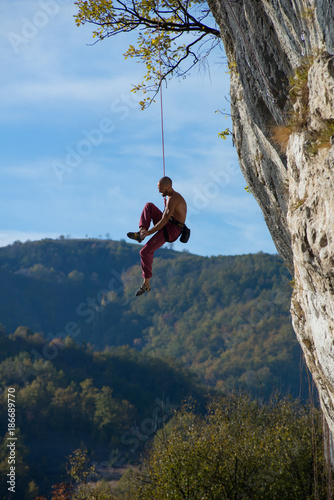 Extreme autumn,rock climbing