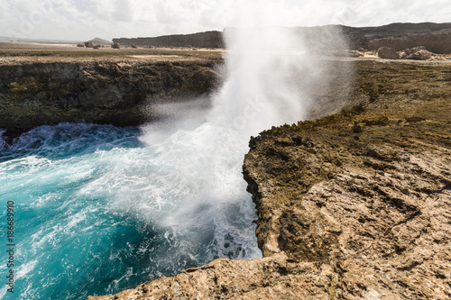 Surf and spray at caribbean coast  Bonaire