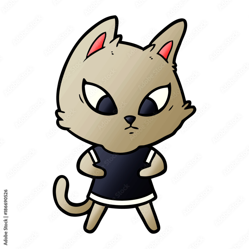 confused cartoon cat in clothes confused cartoon cat in clothes