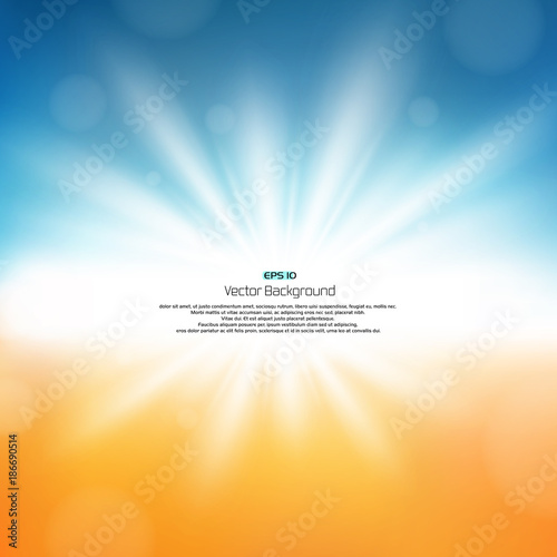 Sunburst on nature abstract background with copy space, illustration vector flying banner eps10