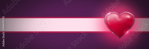 Shiny heart glowing with purple background